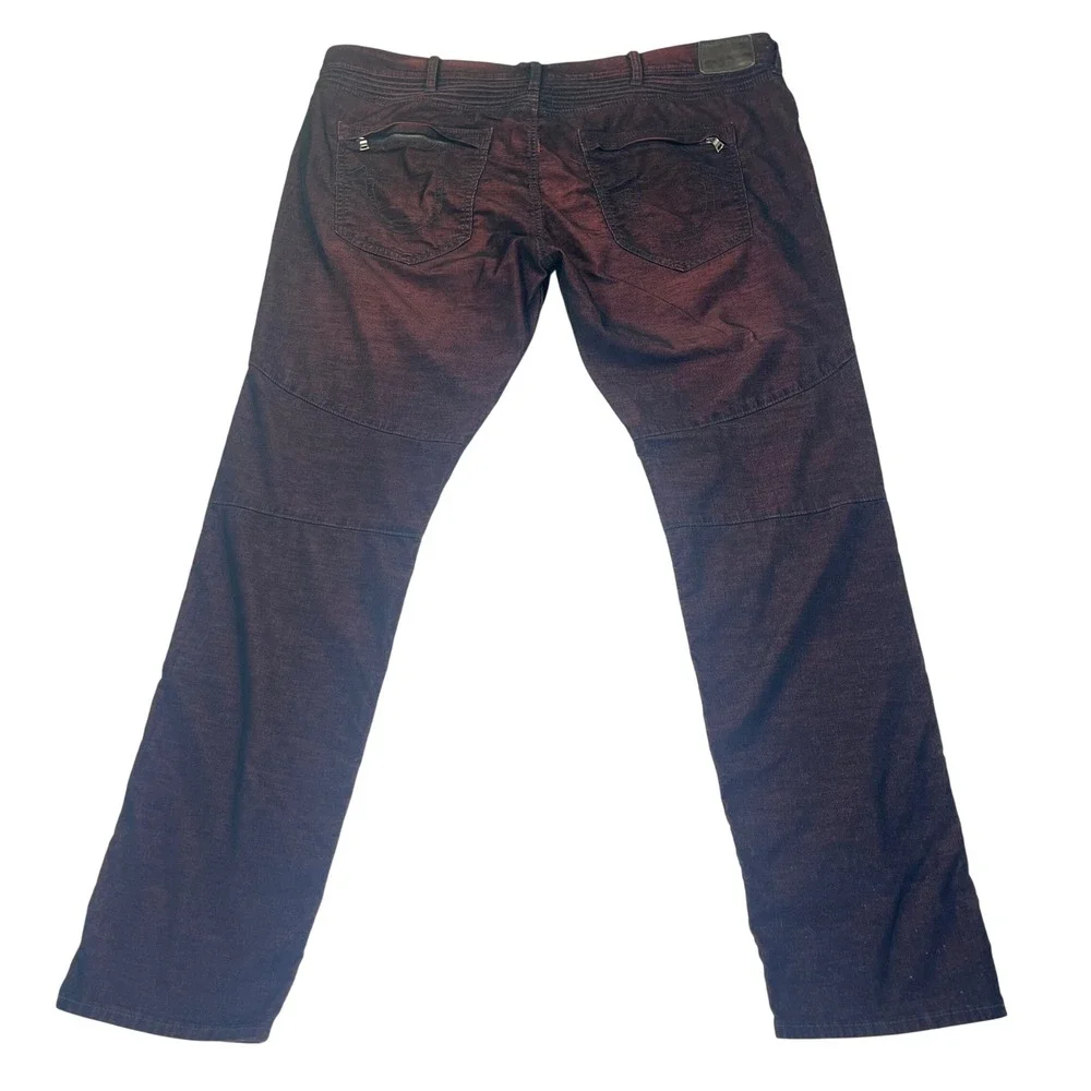 True Religion Rocco Relaxed Corduroy Pants Black Red Moto Punk Grunge Y2K Men 44
